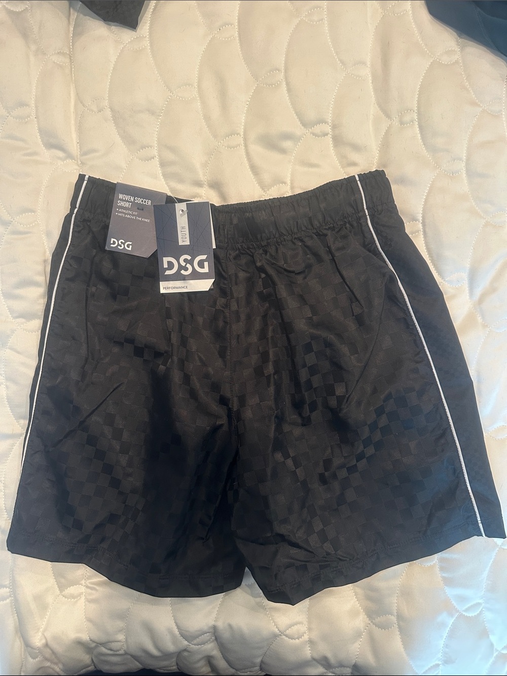 DSG Black Shorts with White Side Piping